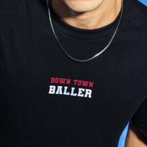 Men’s Black Downtown Typography Oversized Co-ord Set