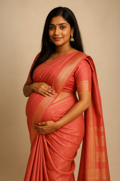 Maternity Pink Silk Saree