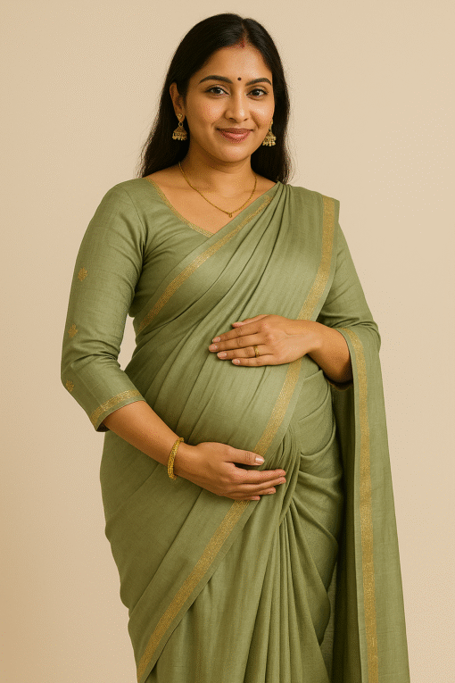 Maternity Green Silk Saree