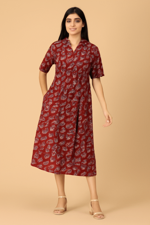 Maternity Printed Maroon Color Gown