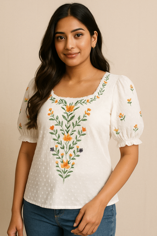 Embroidered White Top
